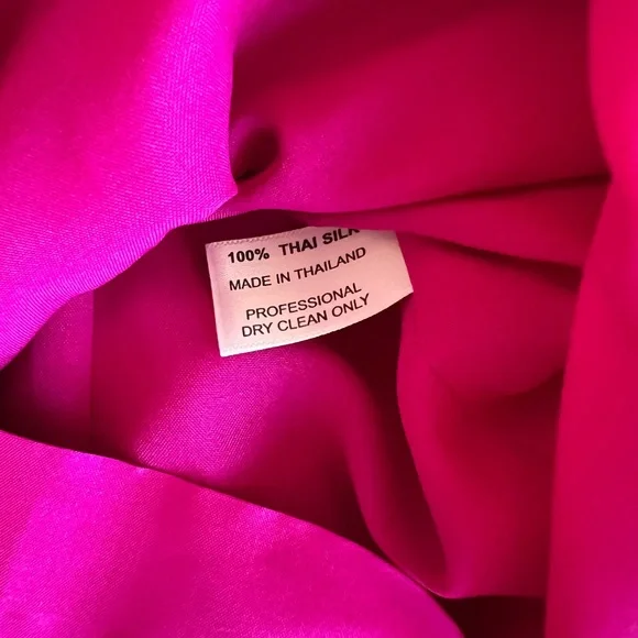 Bright Fuchsia Midi Dress with Navy Tie Waist - Picture 11 of 11